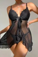 Şeffaf Tül Siyah Dantel Detaylı Fantezi Kadın Gecelik Feel Lady F227 Siyah farklı açı