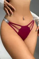 Şeritli Bordu Fantezi Kadın String Külot Işıltılı Feel Lady 1015 Bordo görsel 5