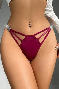 Şeritli Bordu Fantezi Kadın String Külot Işıltılı Feel Lady 1015 - Alternatif Görünüm
