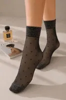Simli Puantiye Detaylı Siyah Tül Soket Çorap Bella Notte 1163 Siyah görsel 4