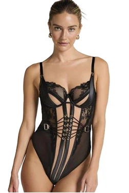 For Dreams Sırt Dekolteli Tanga Detaylı Siyah Body For Dreams 8630