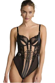 For Dreams Sırt Dekolteli Tanga Detaylı Siyah Body For Dreams 8630