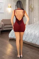 Sırtı Zincir Detaylı Bordo Midi Elbise Pink Night 233 Bordo görsel 4