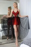 Transparan Fantazi Saten Gecelik Sistina 071 Bordo