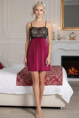 Sistina Kadife Dantelli İkili Gecelik Takım Sistina 1427 - Alternatif Görünüm