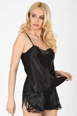 Sistina Siyah Saten Şort Takım Sistina 283 - Alternatif Görünüm