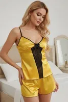 Sistina 290 Sarı Siyah Saten Atlet Şort Takım Sarı