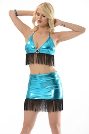 Sistina Sistina F-472 Lame Deri Fantezi Gece Elbisesi