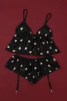Siyah Babydoll Üst Ve Jartiyerli Hipster Takımı Bella Notte 16612 Siyah görsel 6
