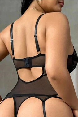 Siyah Büyük Beden Fantazi Bodysuit Takımı İzabel 14001 - Alternatif Görünüm