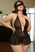 Siyah Dantelli Göz Bantlı Fantezi Babydoll Jesica Bella JB-15080 Siyah farklı açı