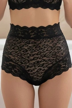 Sistina Kurdelalı Siyah Dantelli Yüksek Bel Külot Venüs Sistina K1013 - Alternatif Görünüm