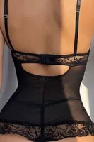 Siyah Fırfır Detaylı Dantel Transparan Fantezi Gecelik Jartiyer Feel Lady F251 Siyah görsel 10