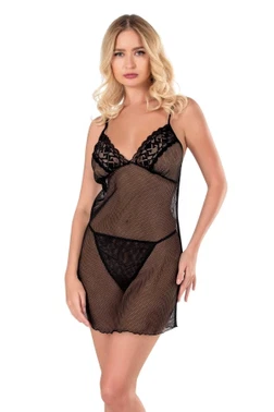 Ahu Lingerie Siyah Kısa File-Tül Gecelik Ahu Primoda 8124 - Alternatif Görünüm