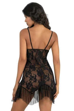 Ahu Lingerie Siyah Kısa Tül Dantelli Fantezi Gecelik Ahu Primoda 4248 - Alternatif Görünüm