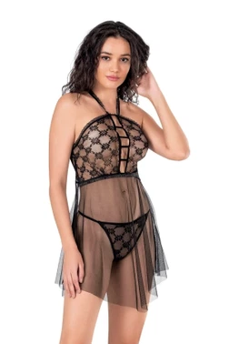 Ahu Lingerie Siyah Kısa Tül Gecelik Ahu Primoda 4145 - Alternatif Görünüm