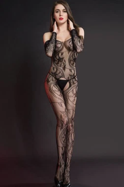 Real Passione Siyah Özel Bölgesi Açık Vücut Çorabı Real Passione 30095