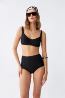 Siyah Pedli Kare Yaka Yüksek Bel Bikini Takımı Akbeniz 35018 Siyah farklı açı