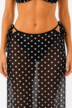 Siyah Puantiye Detaylı Halter Yaka Bikini Ve Pareo Takımı Bella Notte M-9551 - Alternatif Görünüm