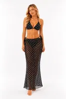 Siyah Puantiye Detaylı Halter Yaka Bikini Ve Pareo Takımı Bella Notte M-9551 Siyah görsel 4