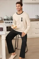Siyah Sevimli Fiyonk-Kravat Desenli Erkek Çift Pijama Takımı Bella Notte CP-7571 Siyah görsel 4