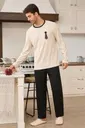 Siyah Sevimli Fiyonk-Kravat Desenli Erkek Çift Pijama Takımı Bella Notte CP-7571