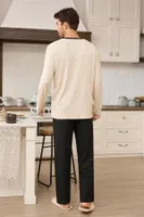 Siyah Sevimli Fiyonk-Kravat Desenli Erkek Çift Pijama Takımı Bella Notte CP-7571 Siyah farklı açı