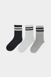 SocksTurca Socksturka 3'lü Çift Çizgili Kadın Tenis Çorabı CSOC3030 Mor
