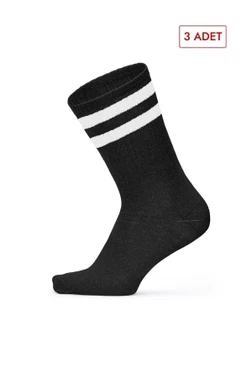 SocksTurca Socksturka 3'lü Çift Çizgili Kadın Tenis Çorabı CSOC3030 Somon