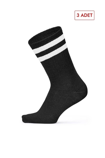 Socksturka 3'lü Çift Çizgili Kadın Tenis Çorabı CSOC3030 Somon