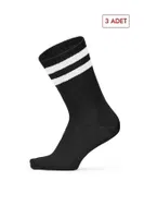 Socksturka 3'lü Çift Çizgili Kadın Tenis Çorabı CSOC3030 Somon Siyah