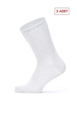 SocksTurca Socksturka 3'lü Fitilli Pamuklu Soket Çorap Beyaz