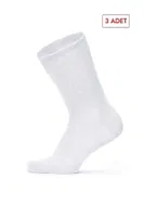 Socksturka 3'lü Fitilli Pamuklu Soket Çorap Beyaz