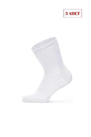 SocksTurca Socksturka 3'lü Kısa Konç Pamuklu Soket Çorap Beyaz