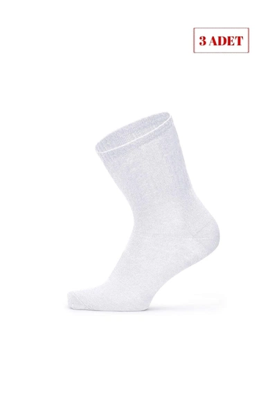 Socksturka 3'lü Kısa Konç Pamuklu Soket Çorap Beyaz