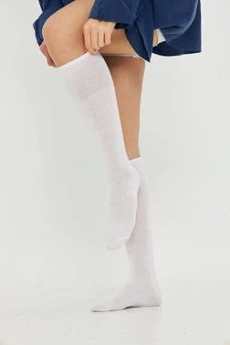 SocksTurca Socksturka Pamuklu Kadın Dizaltı Çorap Beyaz