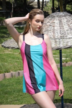 Şortlu Tankini Elbise Mayo Pembe Akbeniz 36001