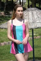 Şortlu Tankini Elbise Mayo Pembe Akbeniz 36001 Pembe farklı açı