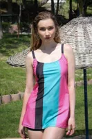 Şortlu Tankini Elbise Mayo Pembe Akbeniz 36001 Pembe görsel 5