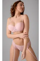 Straplez Yarım Destekli Sütyen Slip Külot Ve Jartiyer Çorap Takım Pudra Gallipoli MGP32361 Pudra detay görünüm