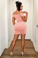 Straplez Zincir Askılı Pembe Büzgülü Mini Kadın Elbise Pink Night 2320 Pembe detay görünüm