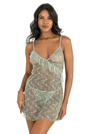 Ahu Lingerie Su Yeşili Kısa Tül Gecelik Ahu Primoda 4221