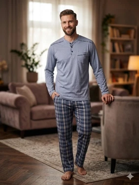Süprem Ekose Erkek Pijama Takımı Bone Club 6370