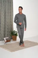 Süprem Patlı Cepli Erkek Pijama Takımı Bone Club 6160 Füme detay görünüm