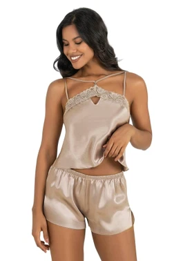 Ahu Lingerie Taş Saten Şort Takımı Ahu Primoda 9211