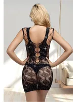Taşlı Dantelli Elbise Vücut Çorabı So Beautiful 2457 Siyah detay görünüm