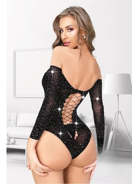 Taşlı Düşük Omuz Fileli Body Vücut Çorabı So Beautiful 2487 - Alternatif Görünüm