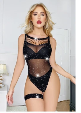Taşlı Kolsuz Transparan Body Vücut Çorabı So Beautiful 24138
