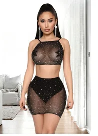 Taşlı Transparan Büstiyer Etek Fantazi Takım So Beautiful 2474