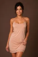Ten Rengi Dantel Detaylı Askılı Mini Gecelik Bella Notte 35793 Ten rengi